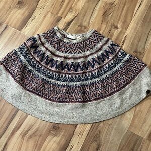 Anthropologie Sleeping on Snow Midland Fair Isle Poncho Sweater M/L